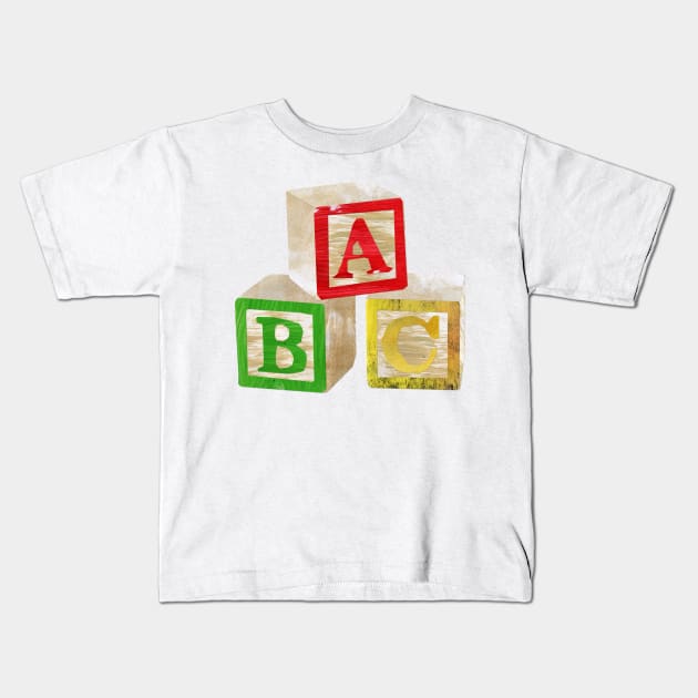 Alphabet blocks Kids T-Shirt by Babban Gaelg